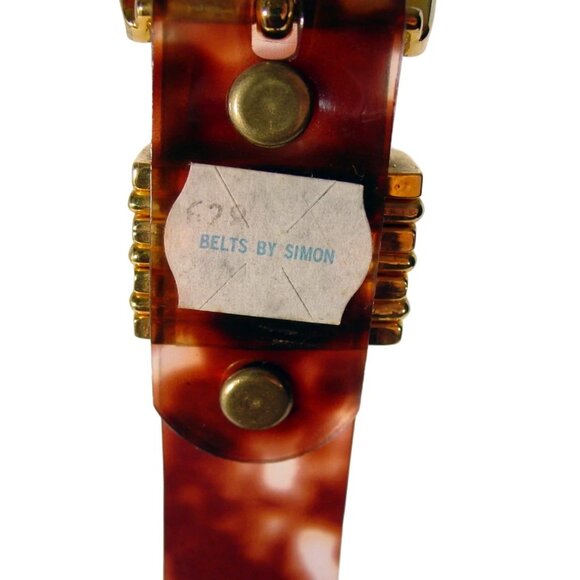BB SIMON Vintage Tortoise Shell Belt Sz M (27"-31") - MINT - Made in SPAIN - Picture 2 of 5